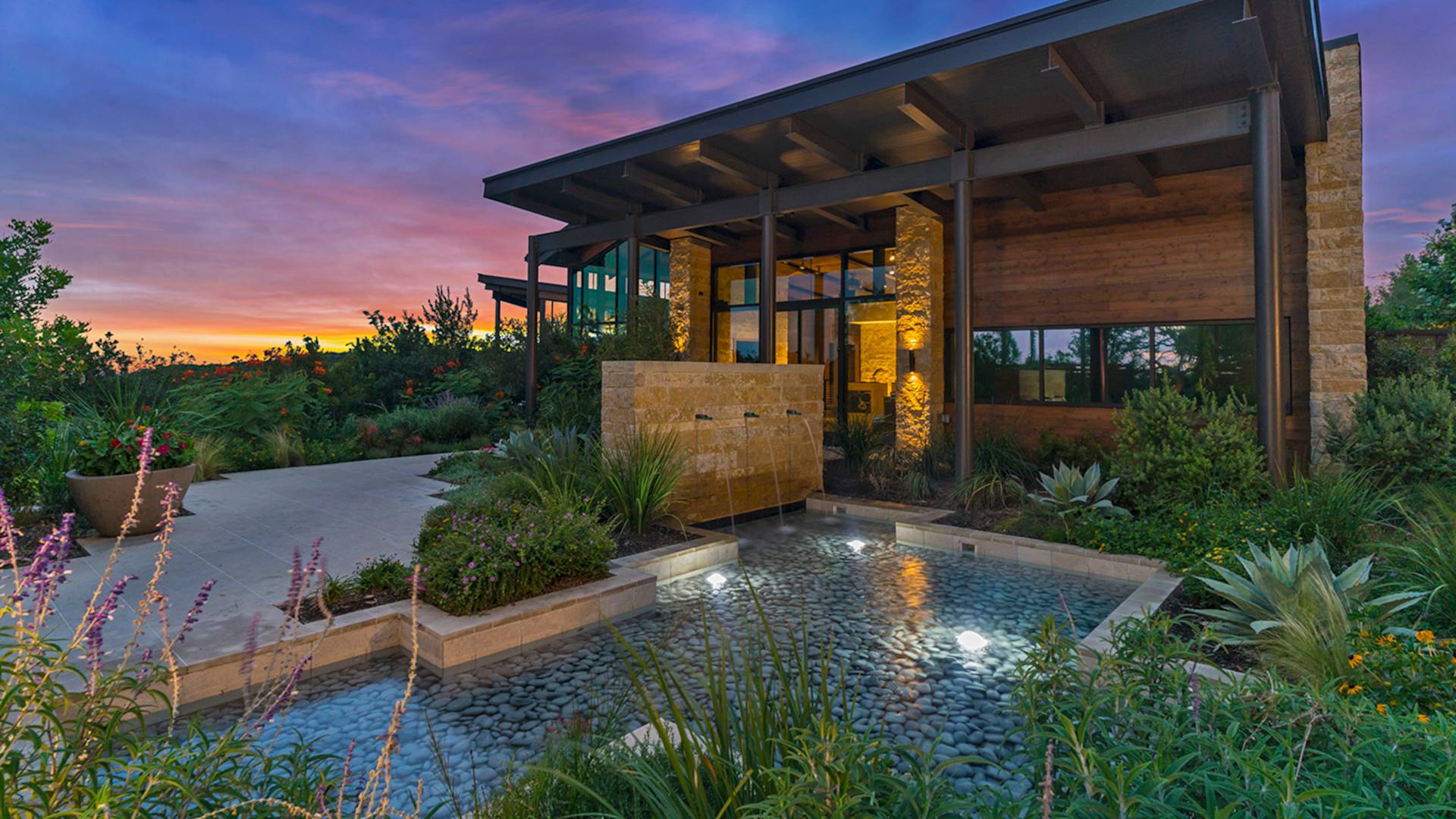 Spa front entrance water feature