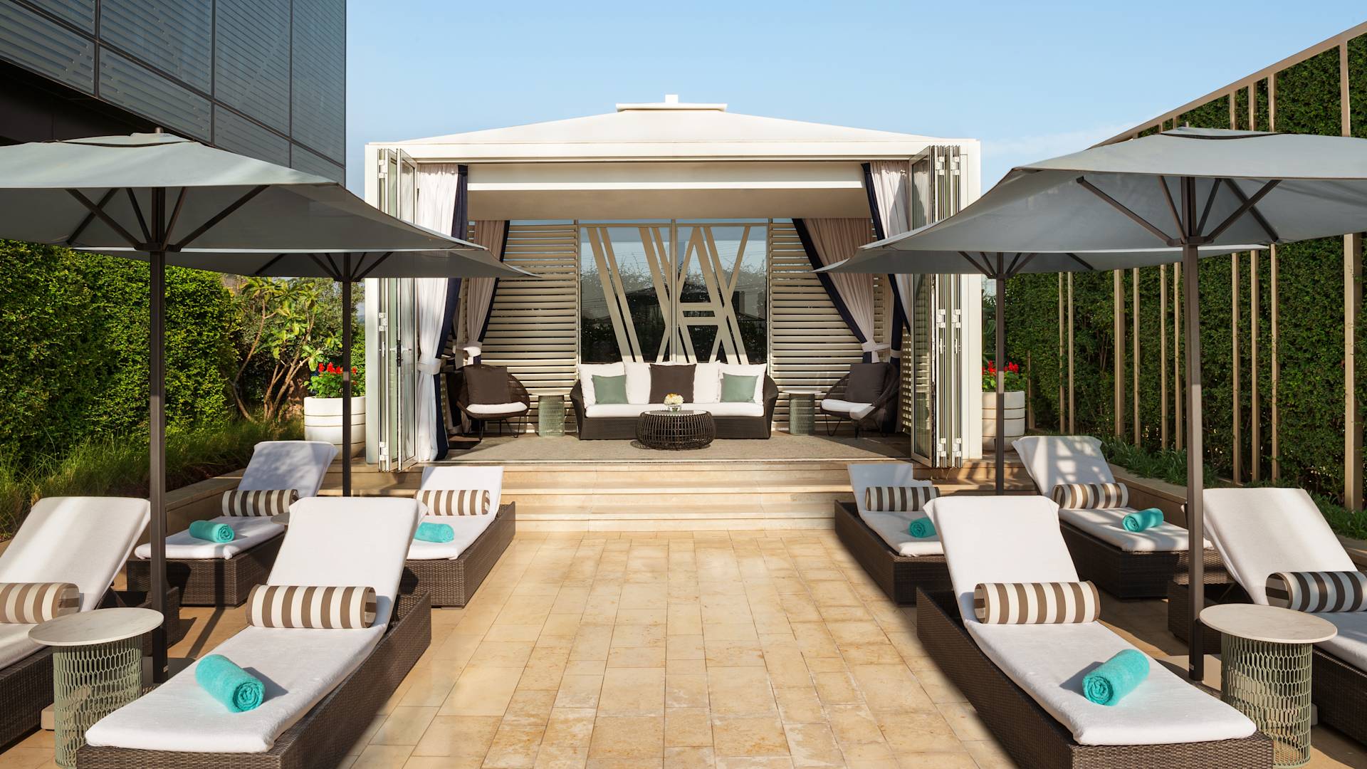 Cabana and Lounge Chairs in Pool Area