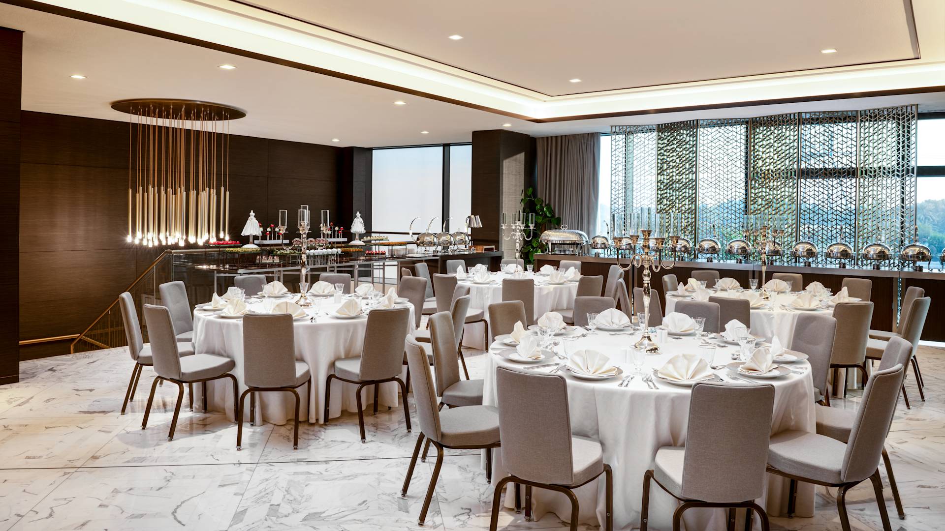restaurant interior with tables and chairs