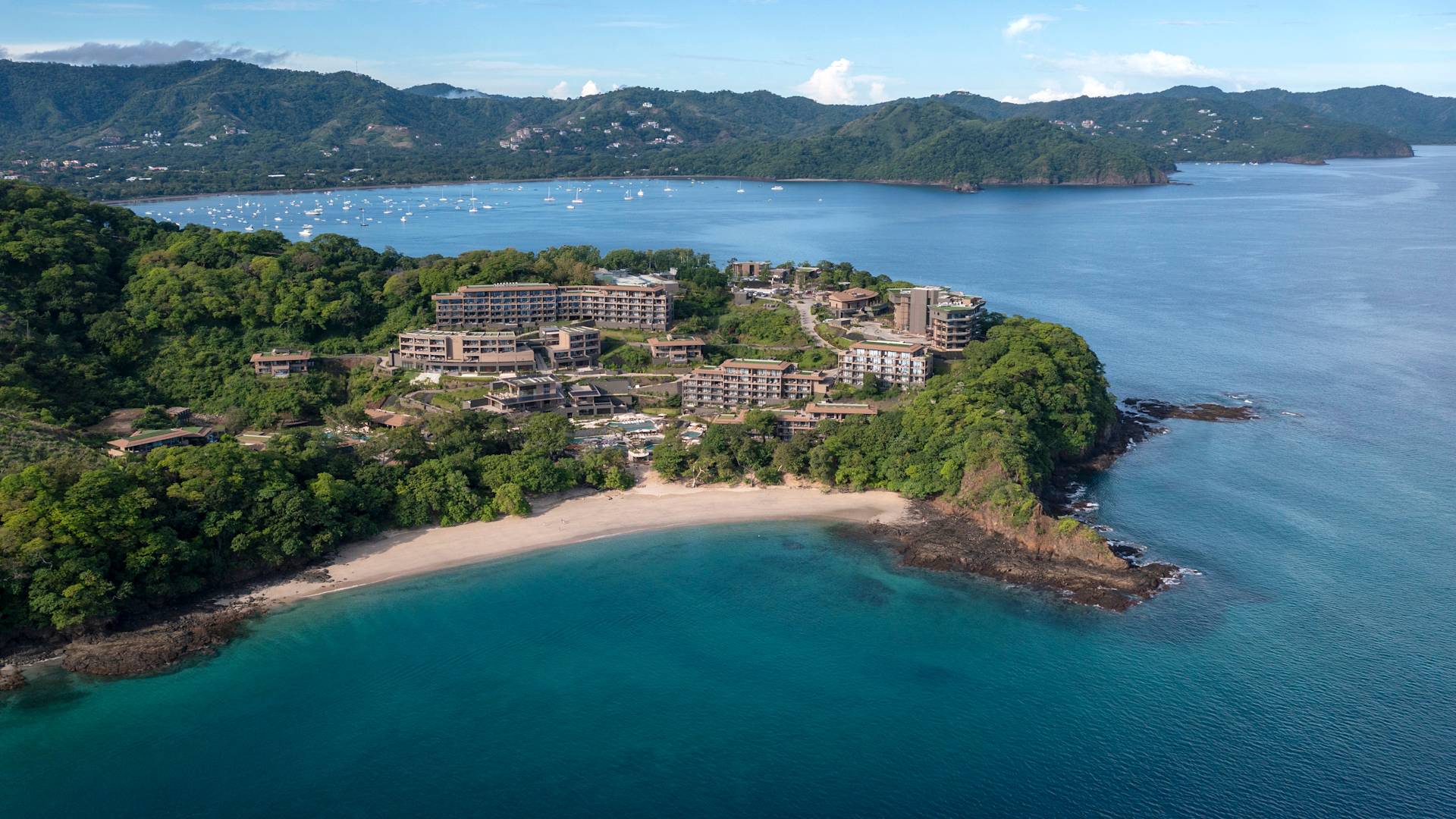 Aerial beach view and hotel