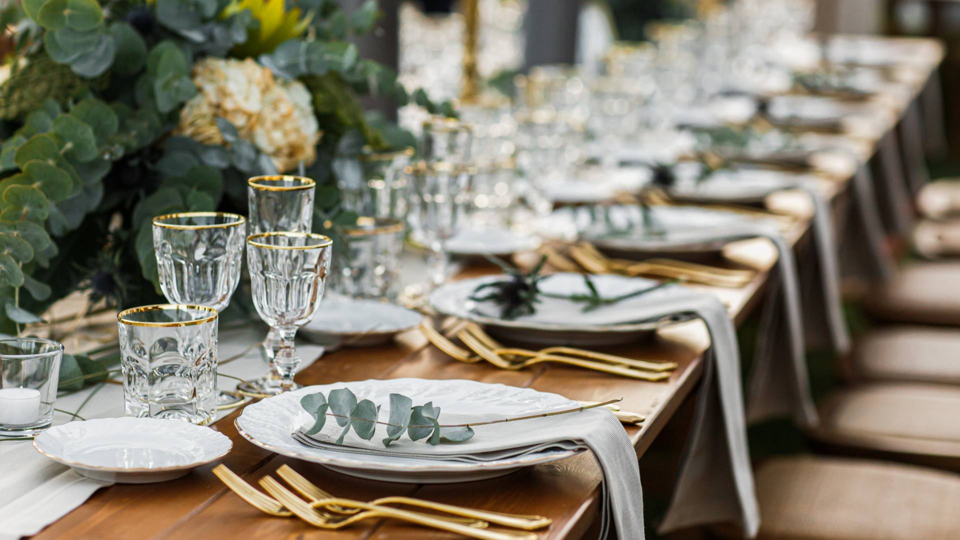 Wedding Table with plate and glasses setup