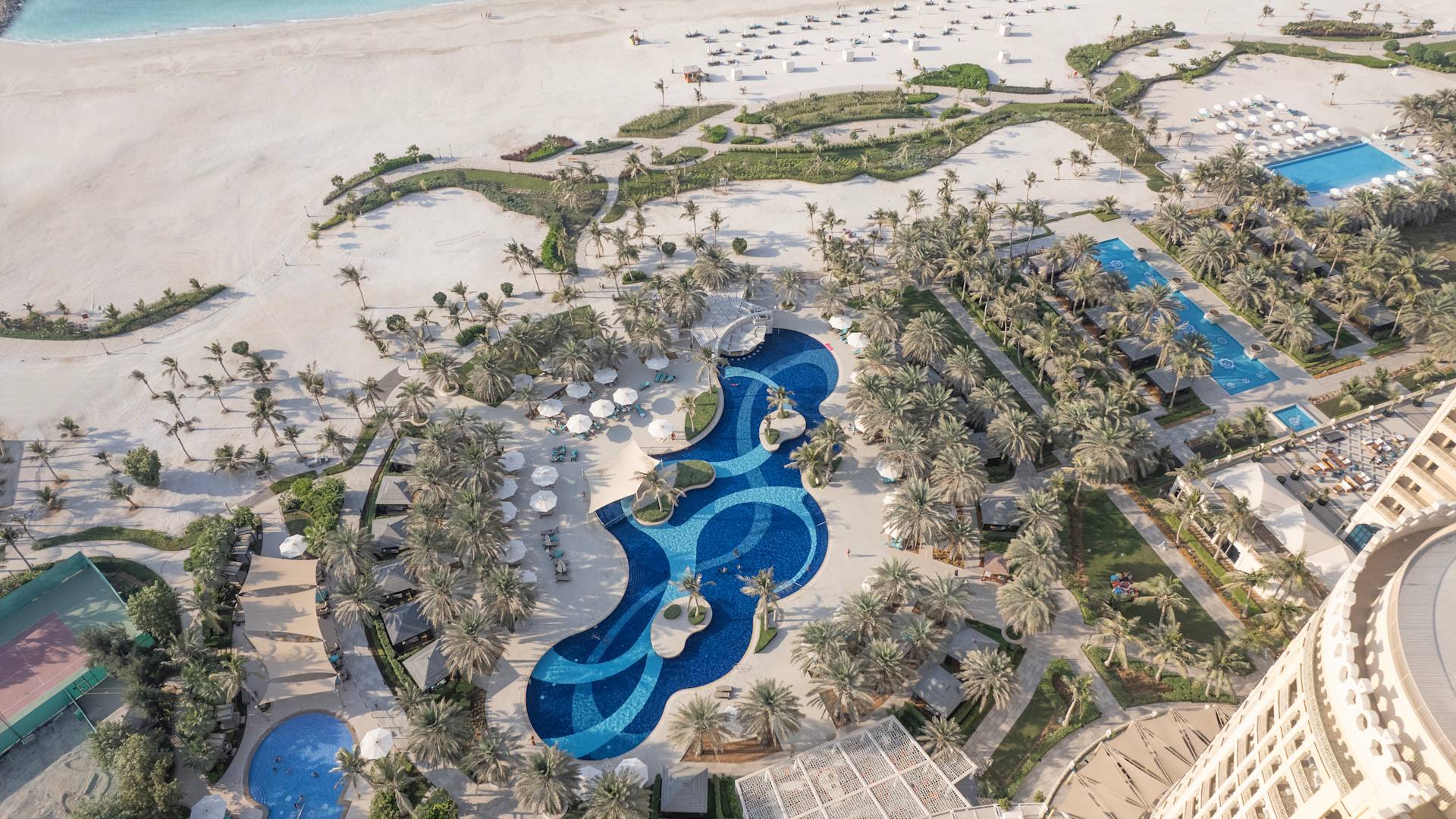 Top down pool and beach view