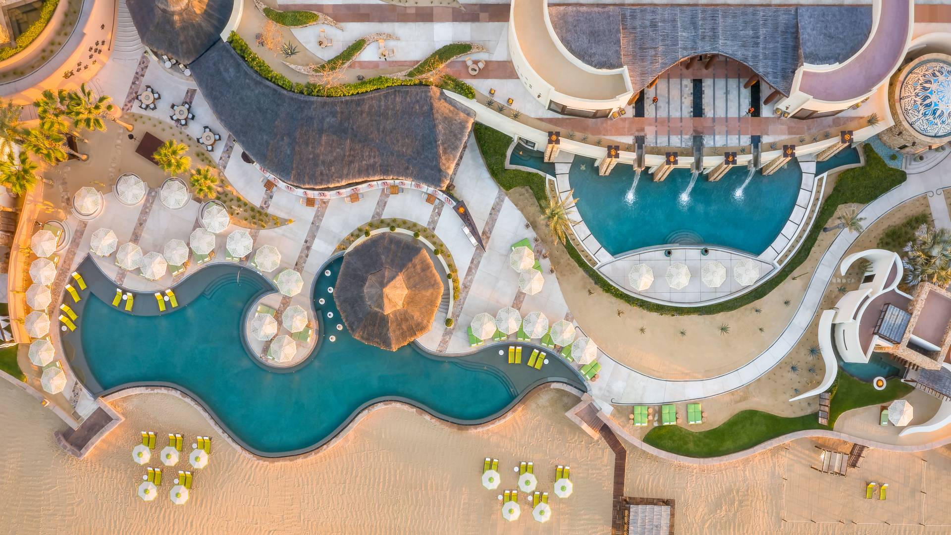 Arial View of Pool Area with Bar