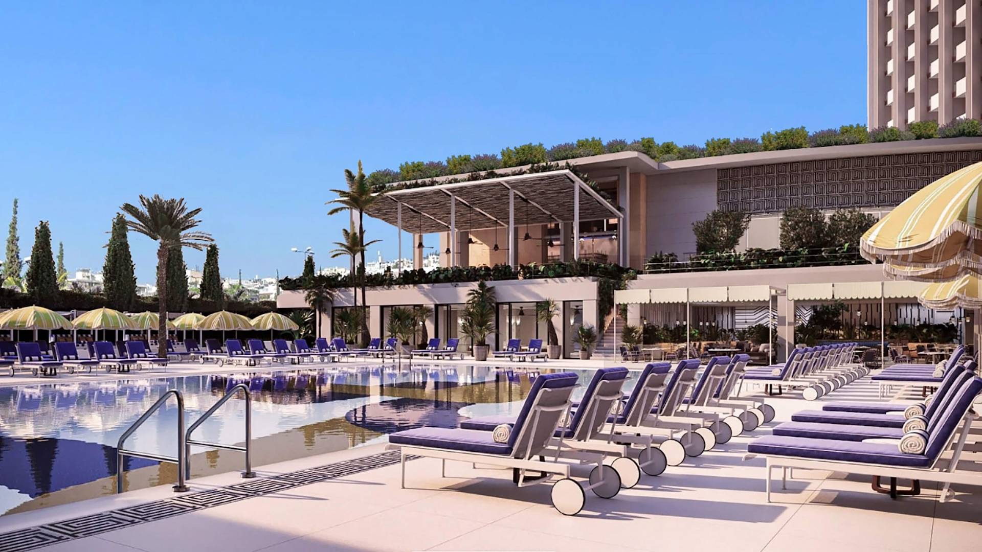 Außenpool mit Clubsesseln