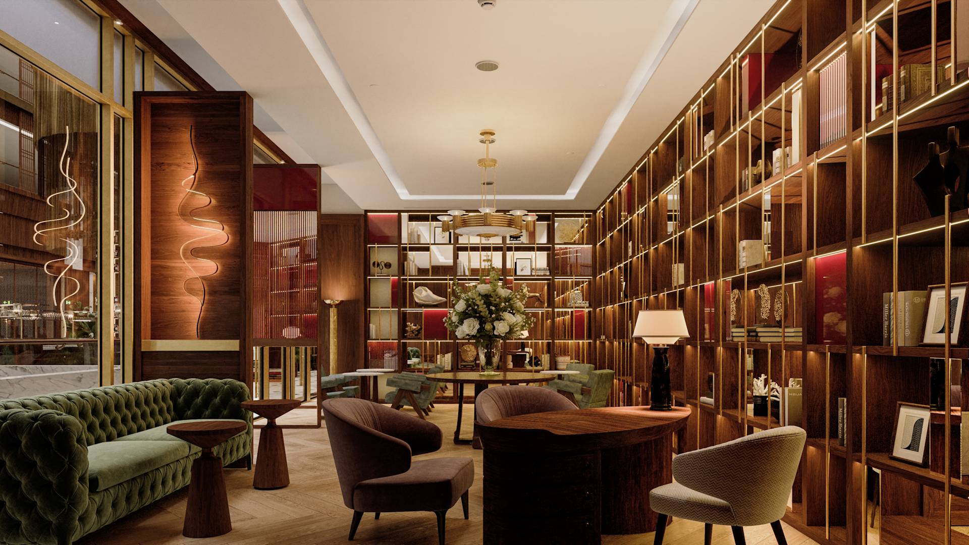 圖書館式大堂休息區