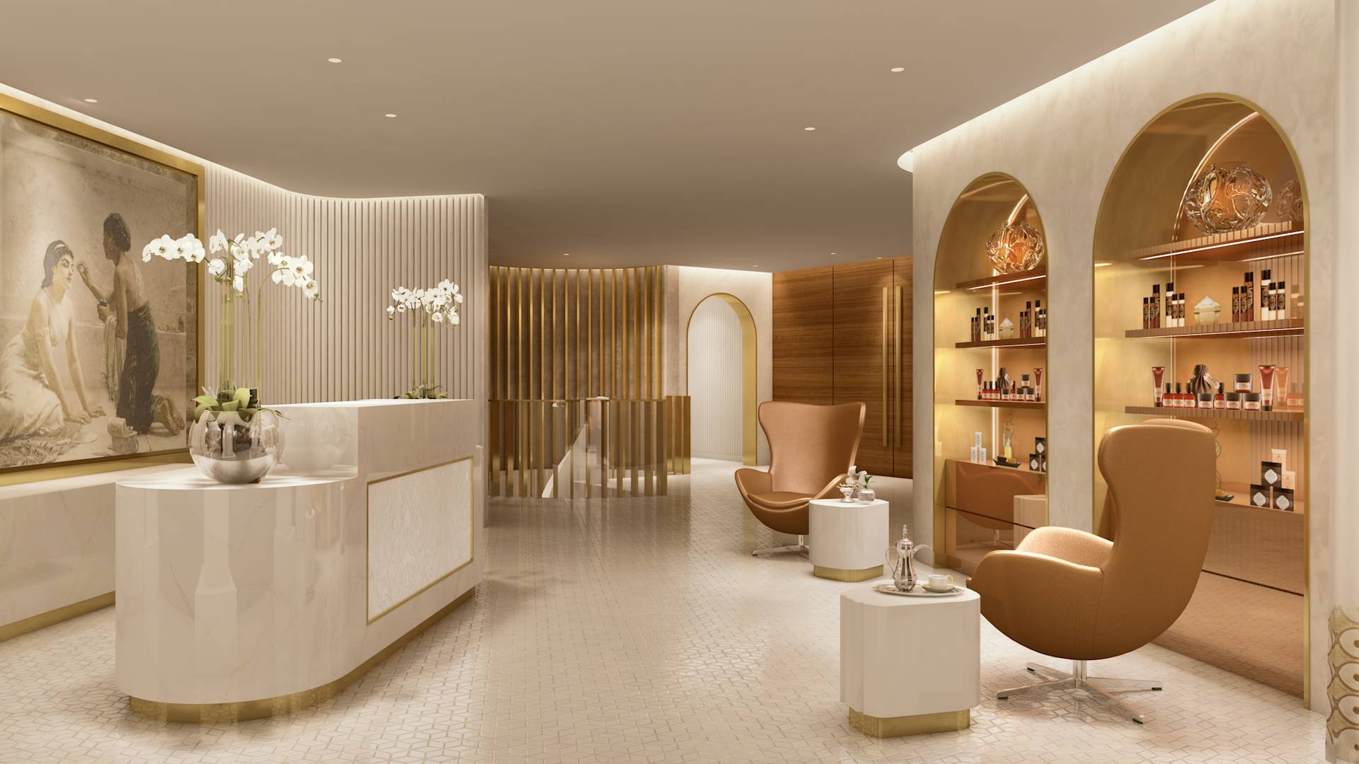 Spa Reception Counter Rendering Spa | Waldorf Astoria Rabat Salé