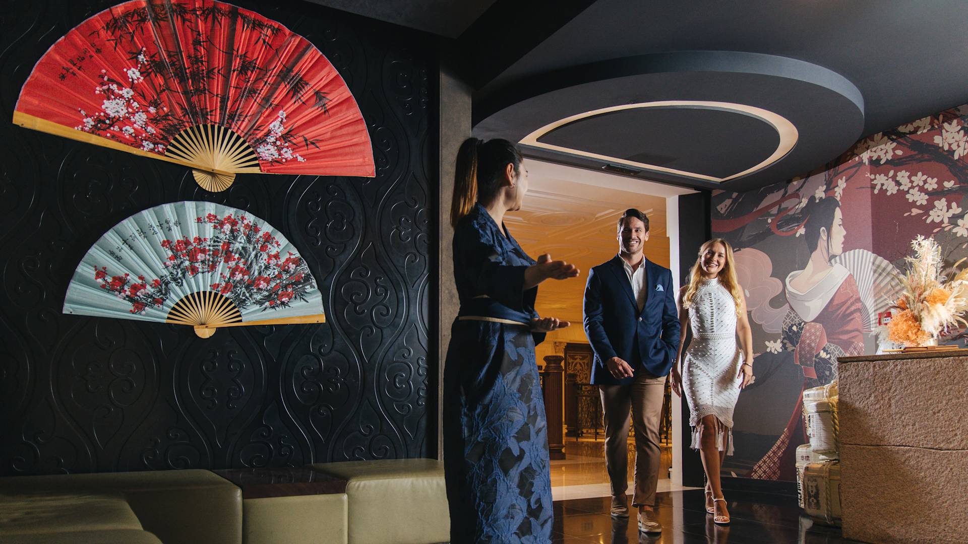 Couple Entering UMI Restaurant-transition