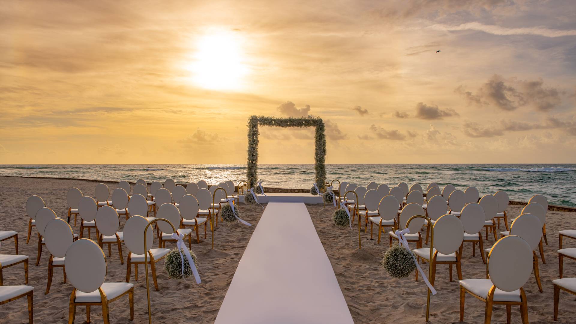 Wedding Celebration on the Beach at Sunset-transition