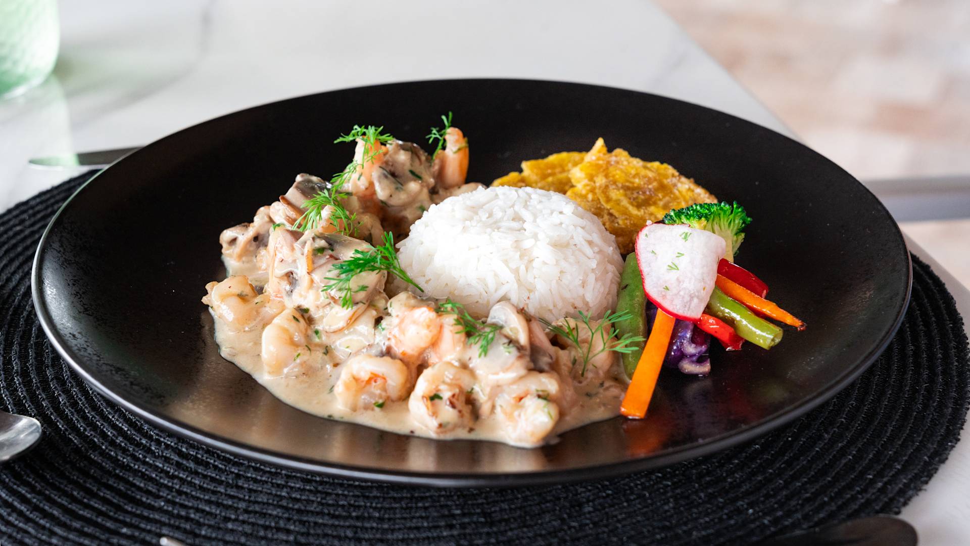 Shrimp Dish on a Plate at the Hotel Restaurant-transition