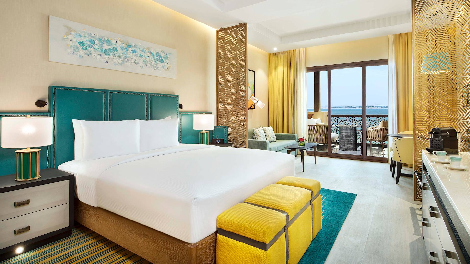 king bedroom with sofa and balcony view-transition