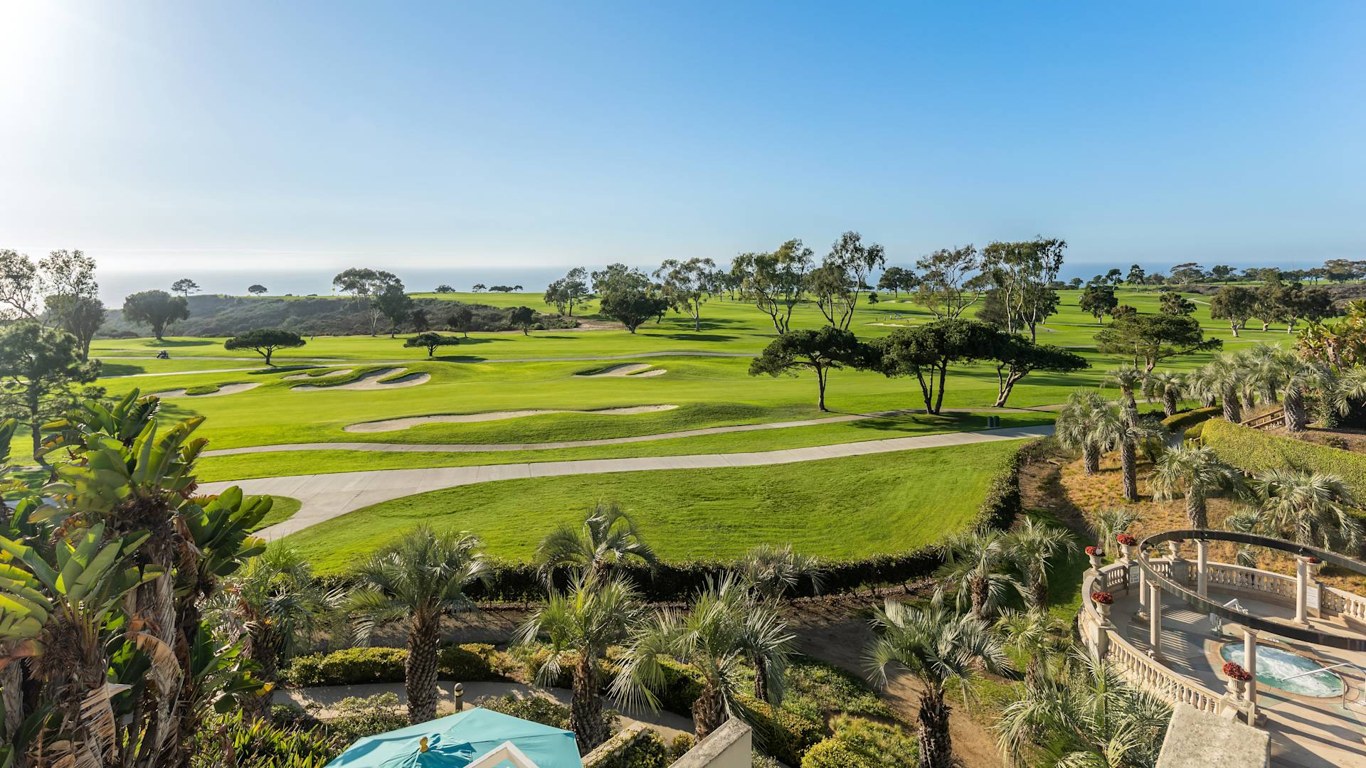 Pool and Golf Course View from Guest Room Balcony-transition