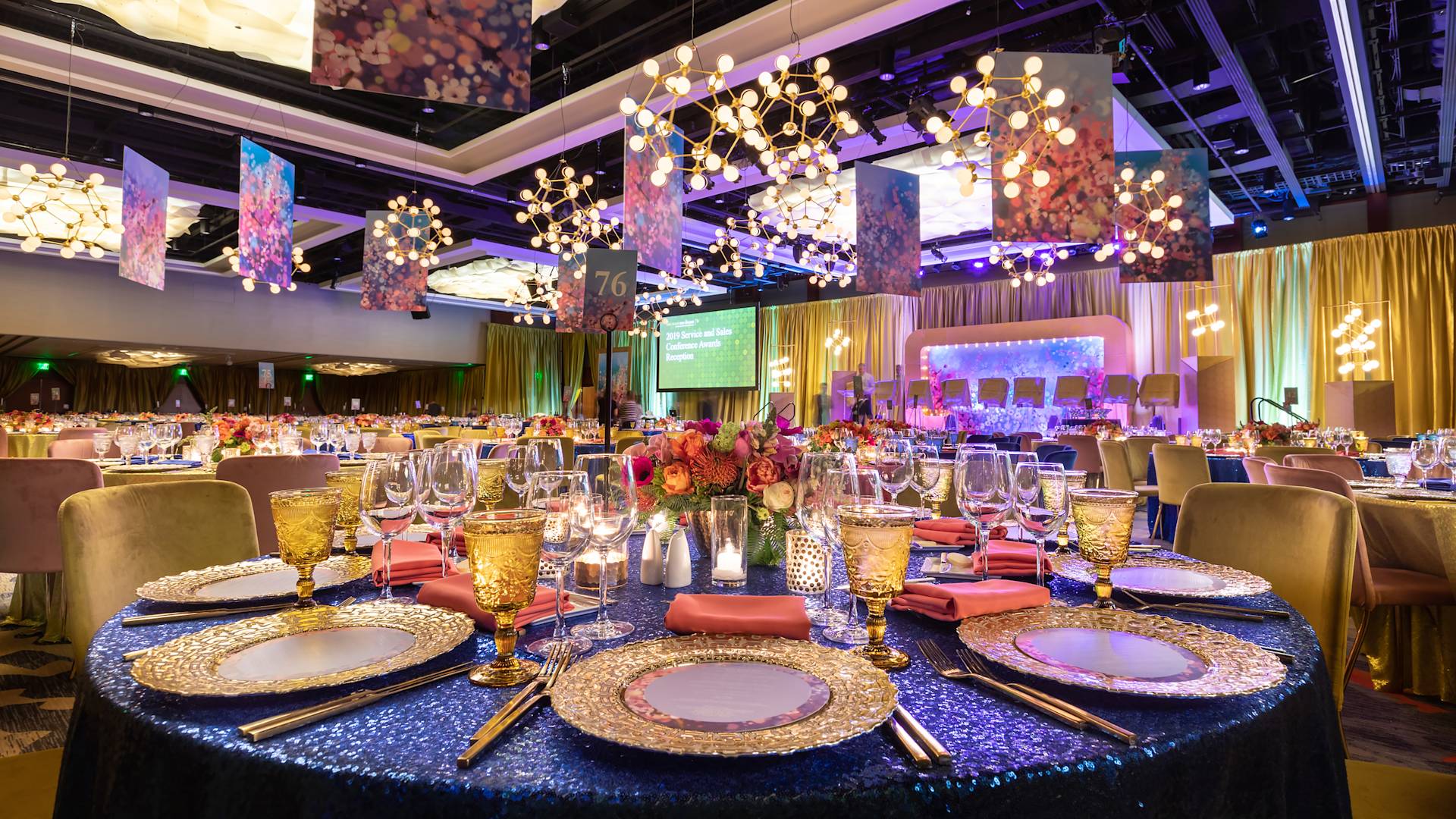 Ballroom Setup with Round Tables for a Sales Conference-transition