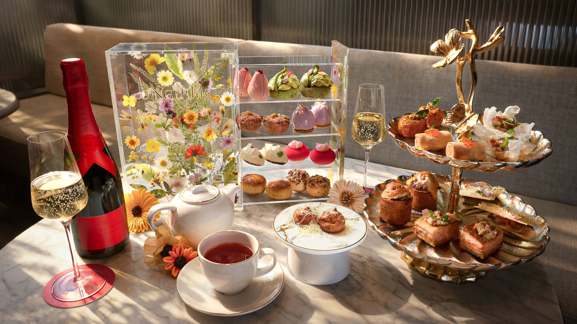 Tea Time Snack Selections on a Table at Ginger.Lily Restaurant-transition