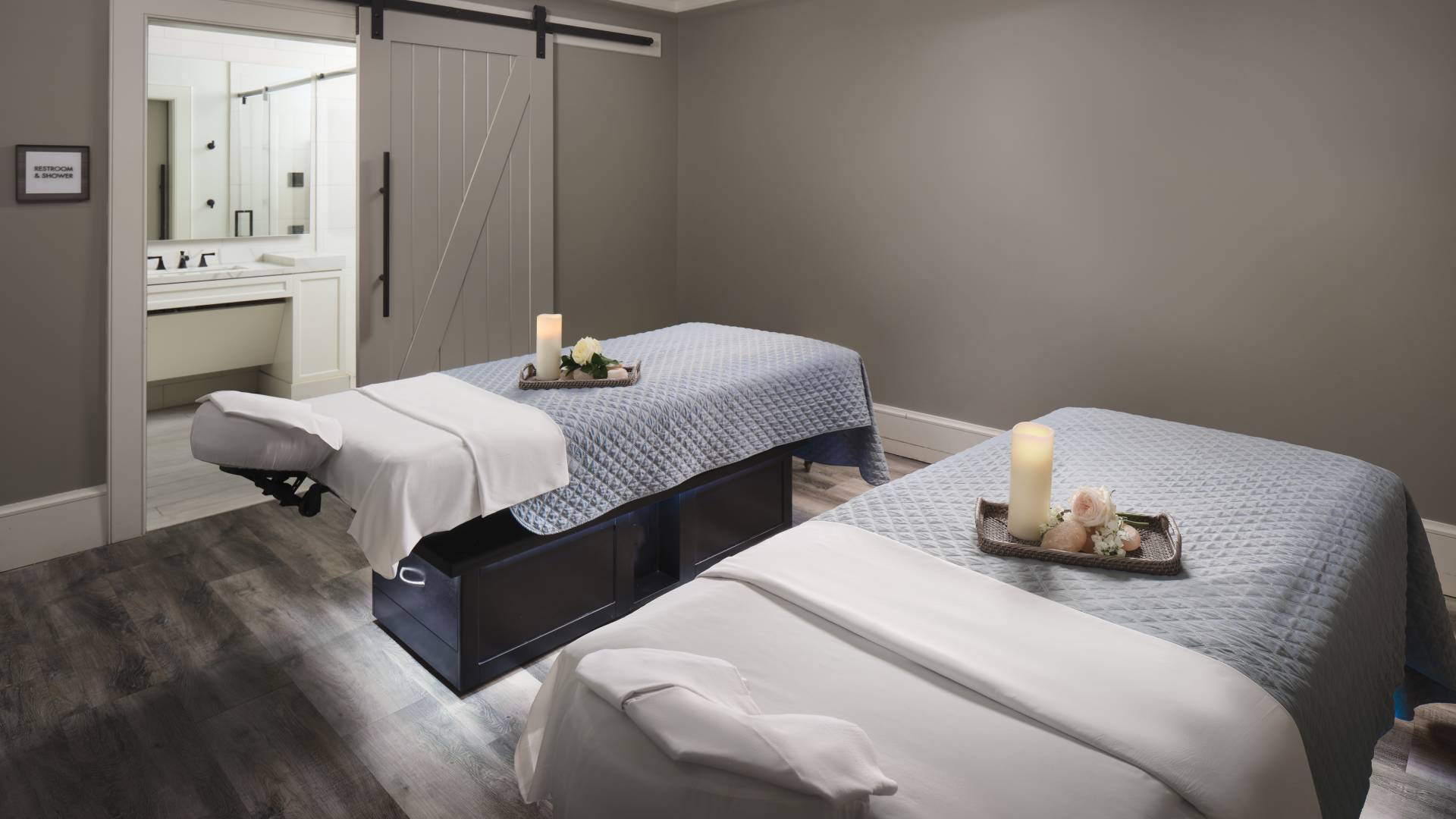 Couples treatment room and massage tables-transition