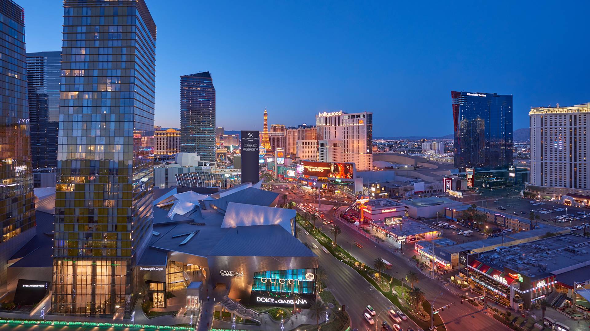 View of Las Vegas Strip from Hotel Lobby-transition