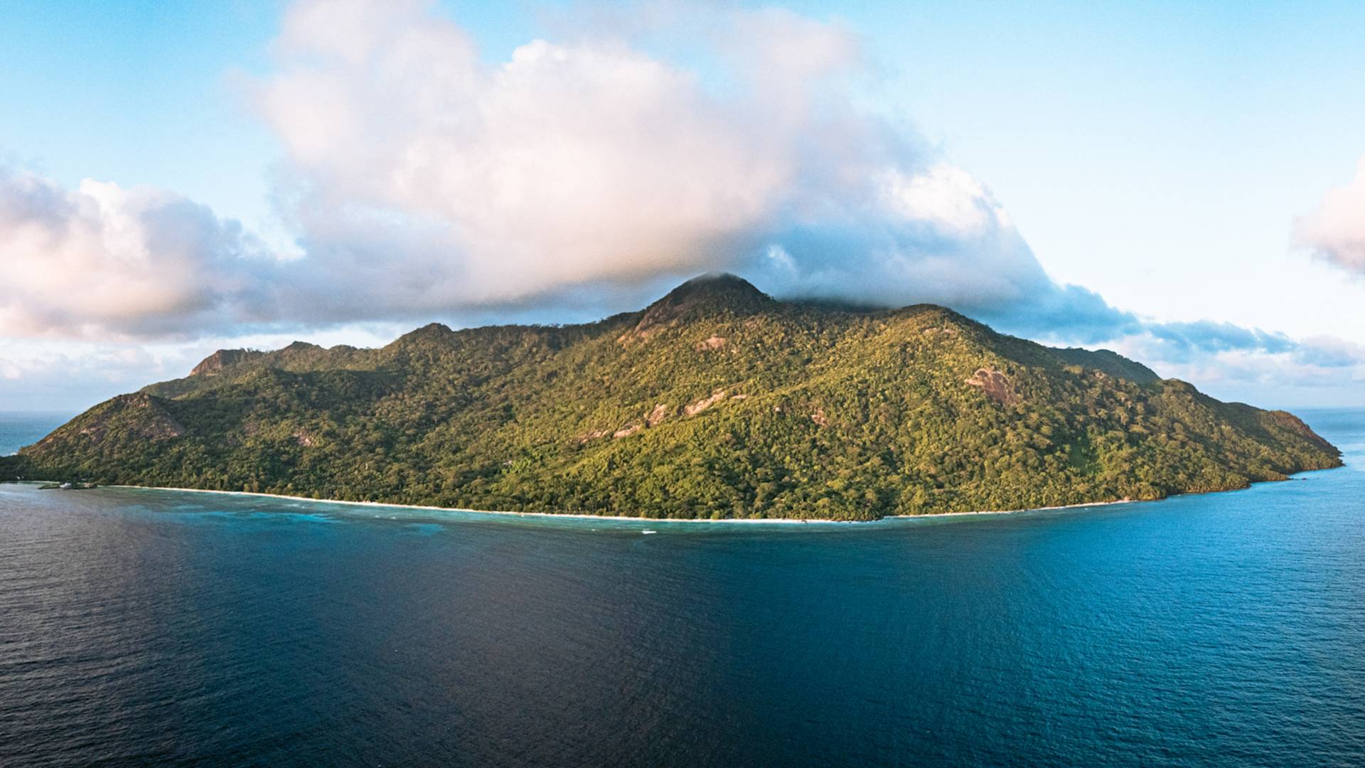 Aerial View of an Island on the Water-transition