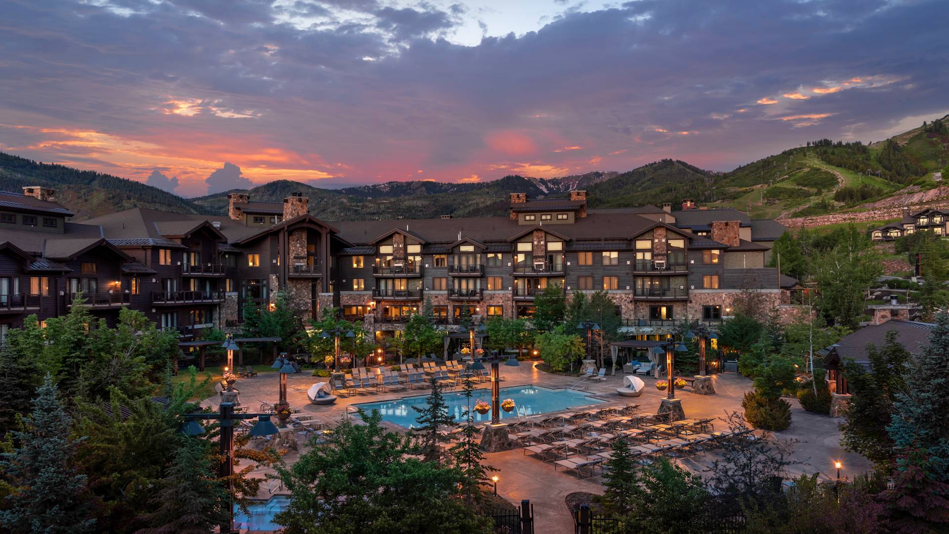 Exterior View of Waldorf Astoria Park City Hotel in the Evening-transition