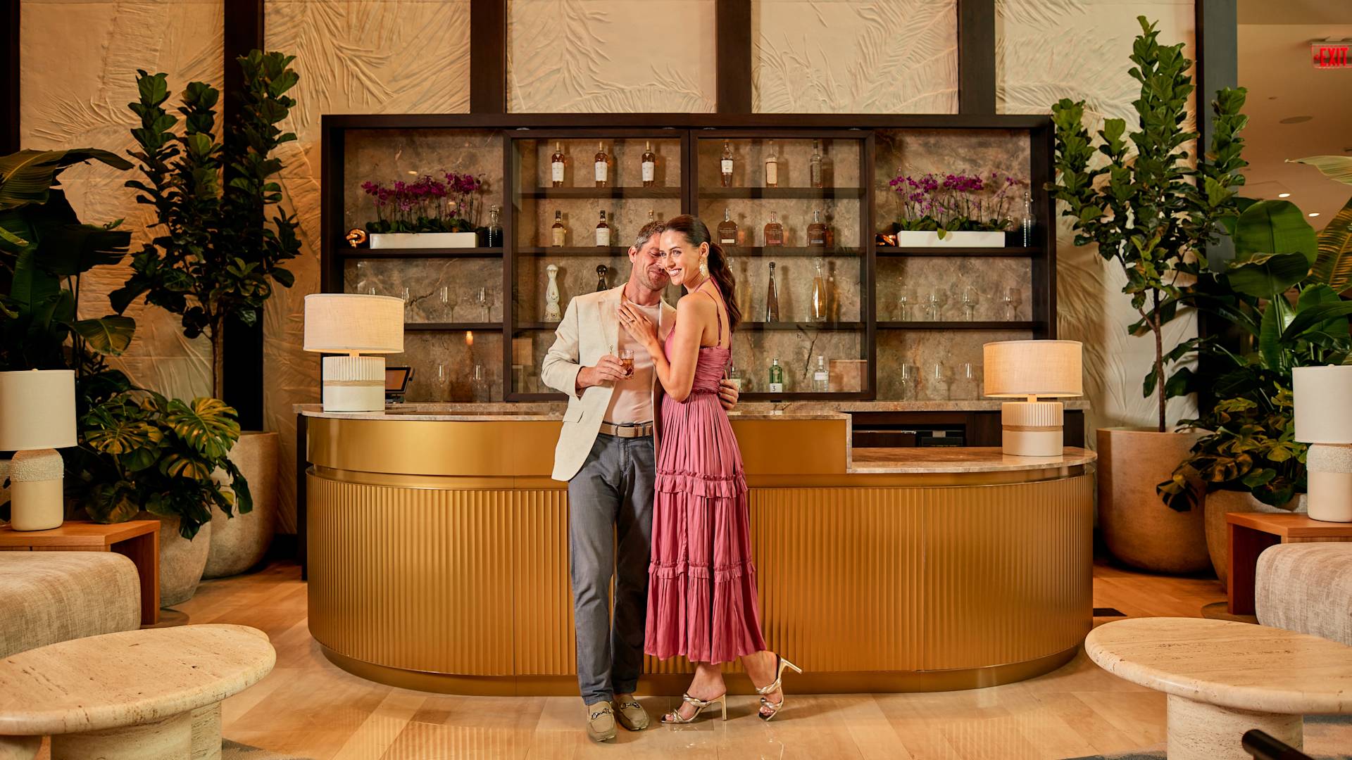 Palma dining establishment, with couple standing by desk area