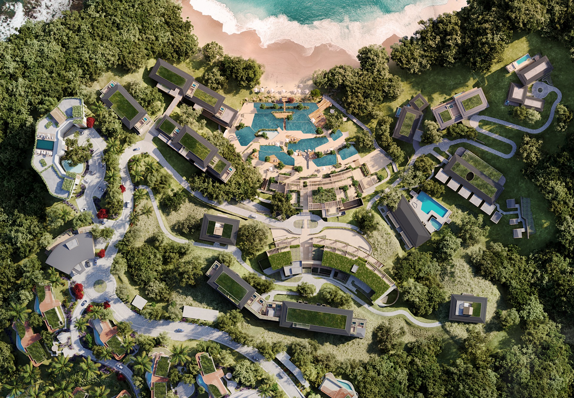 Overhead map of the resort
