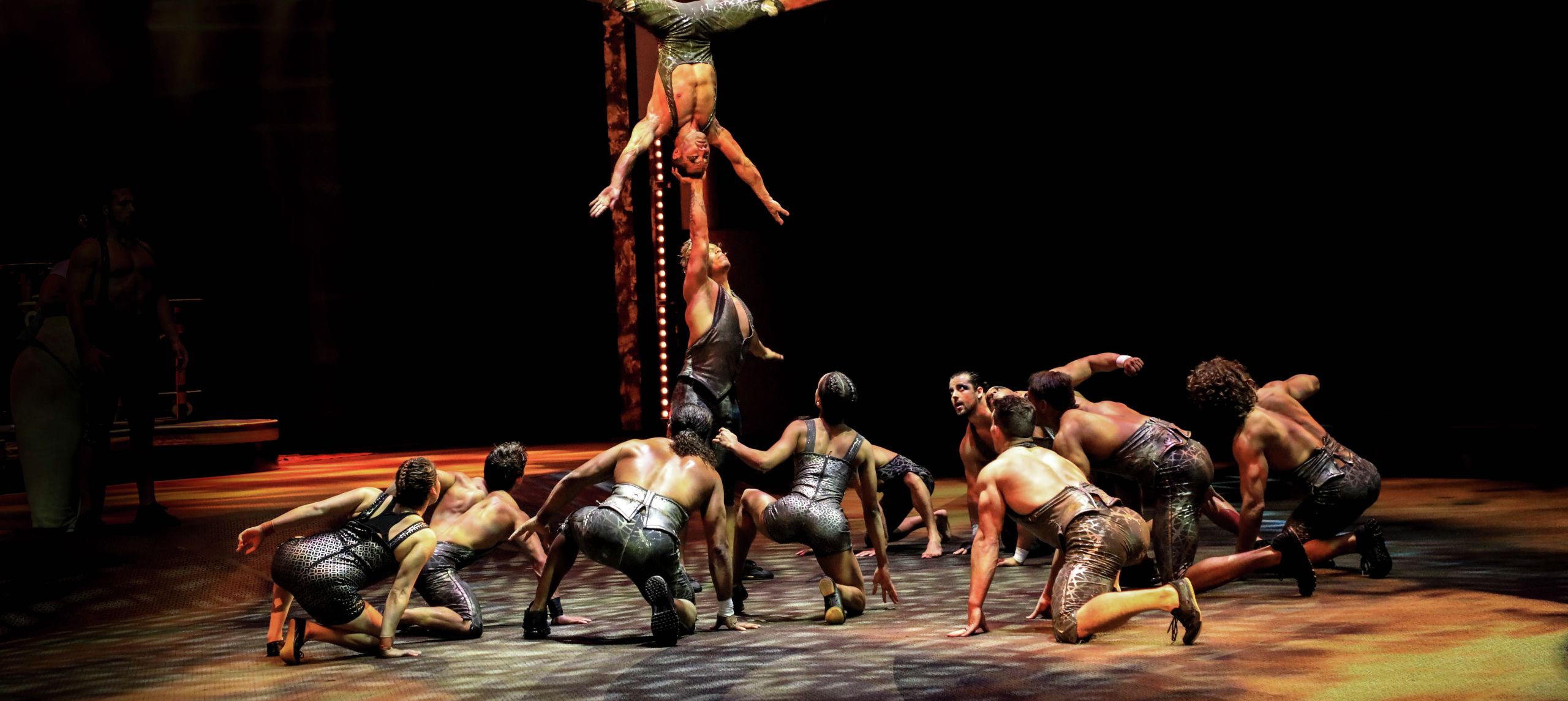Group of acrobats performing