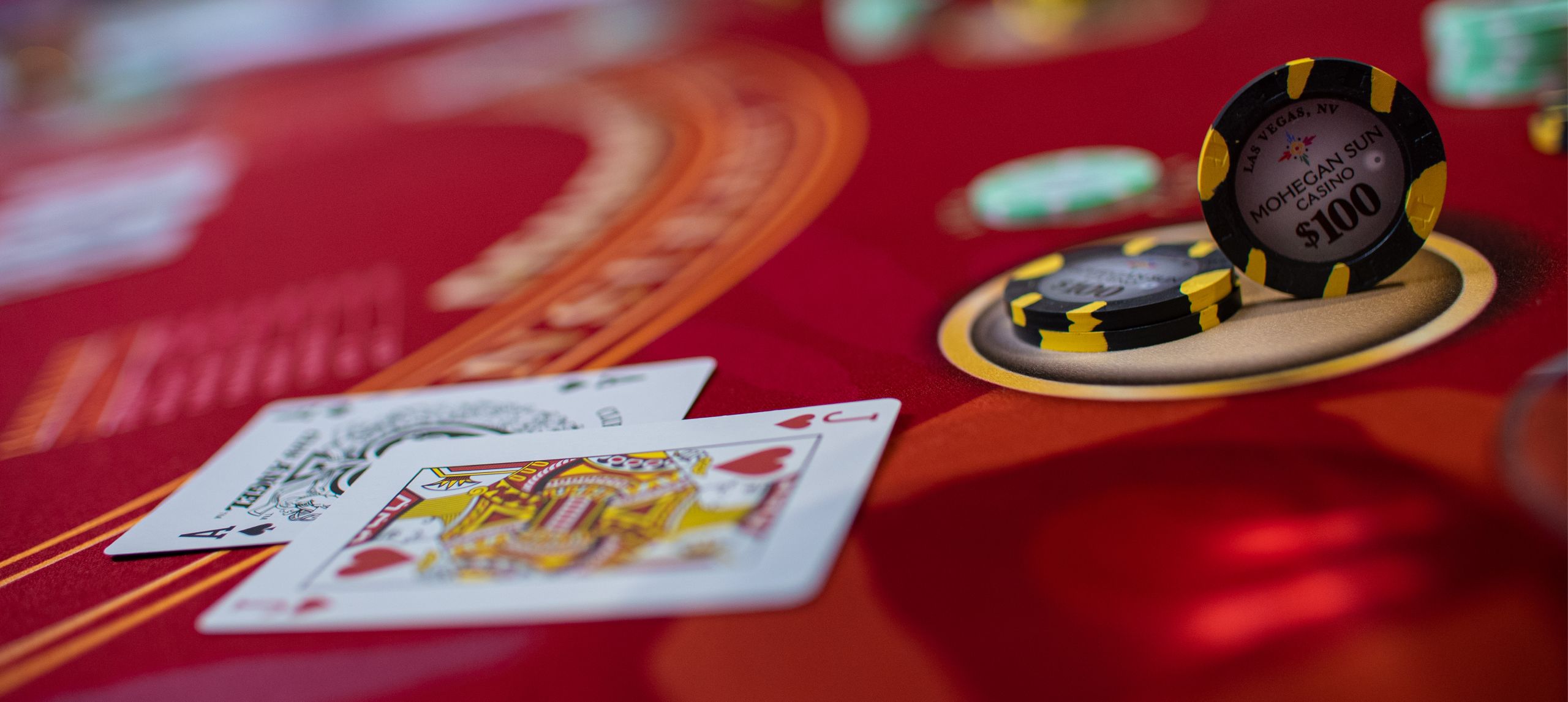 Casino table with cards and chips
