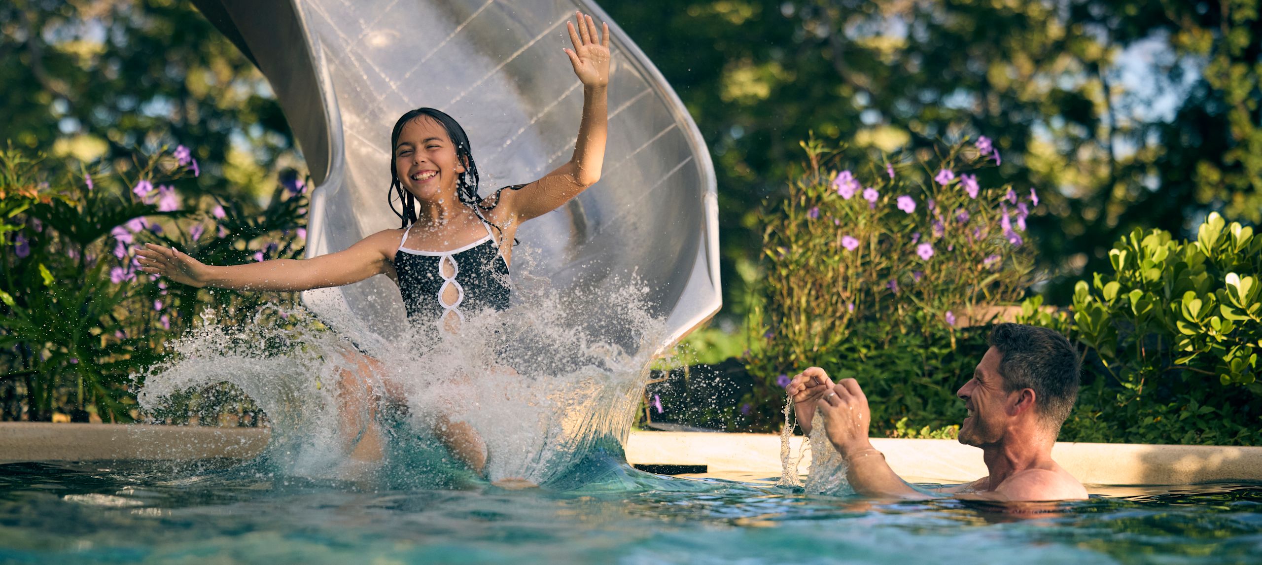 Father and Daughter Enjoying a Day at the Pool-transition