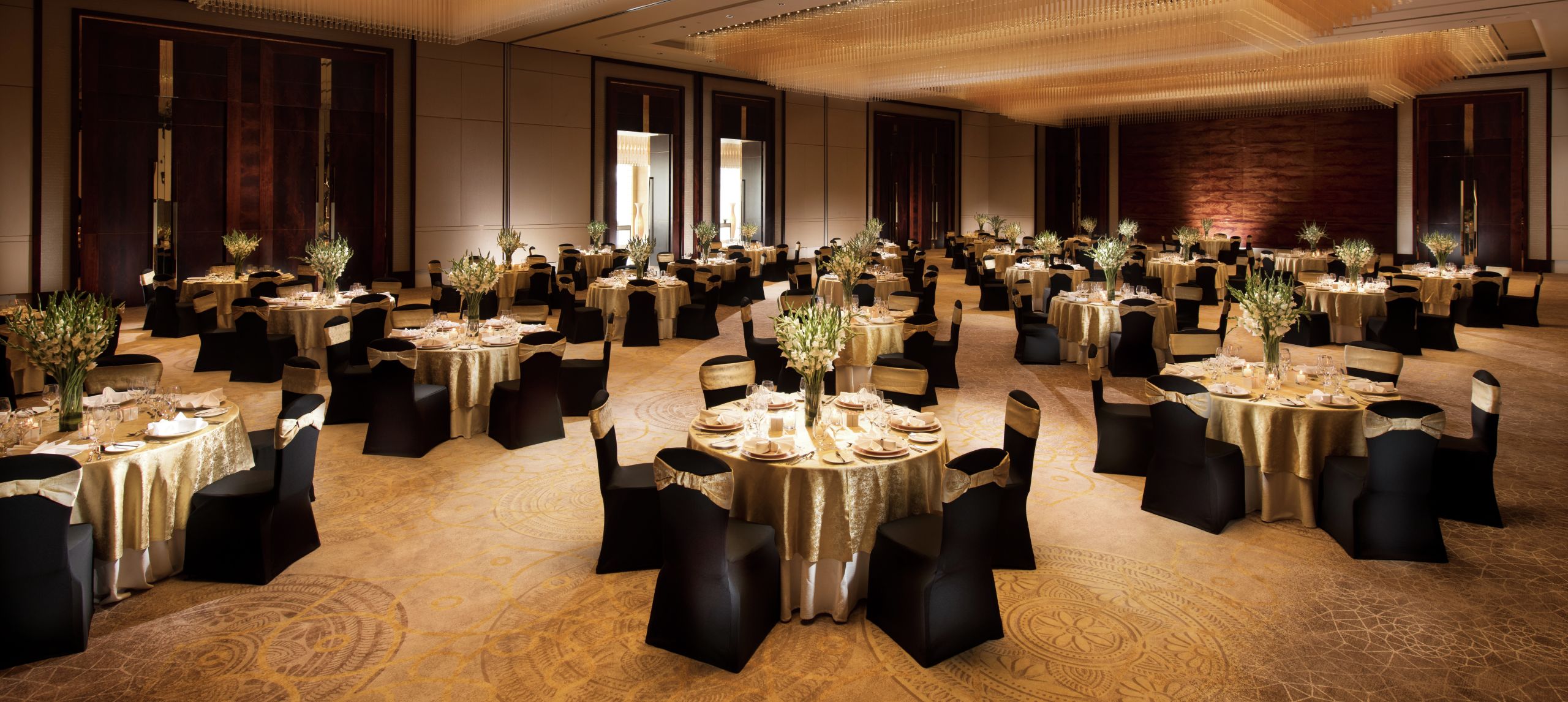 Ballroom Area with Round Tables and Chairs