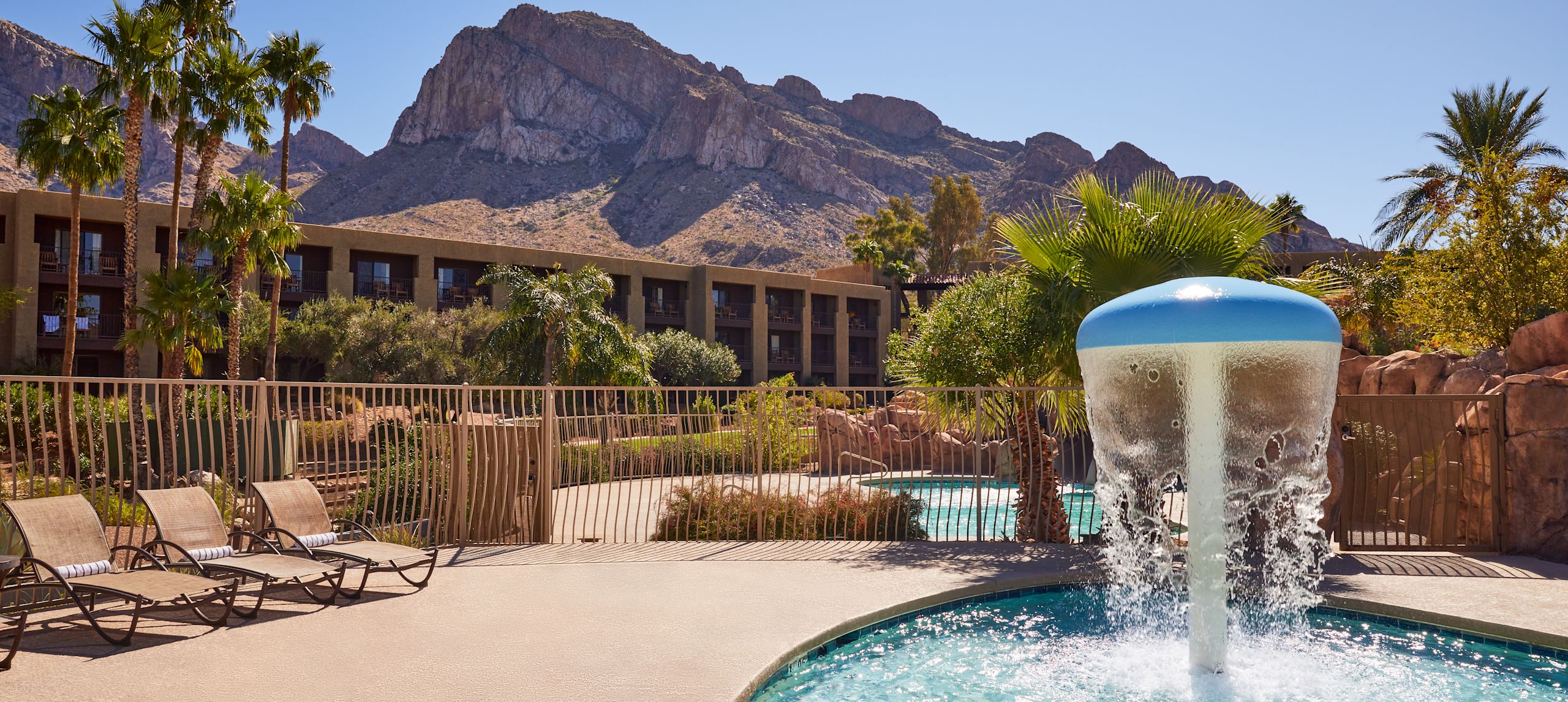Outdoor Splash Pad  Area with Mountains in Background