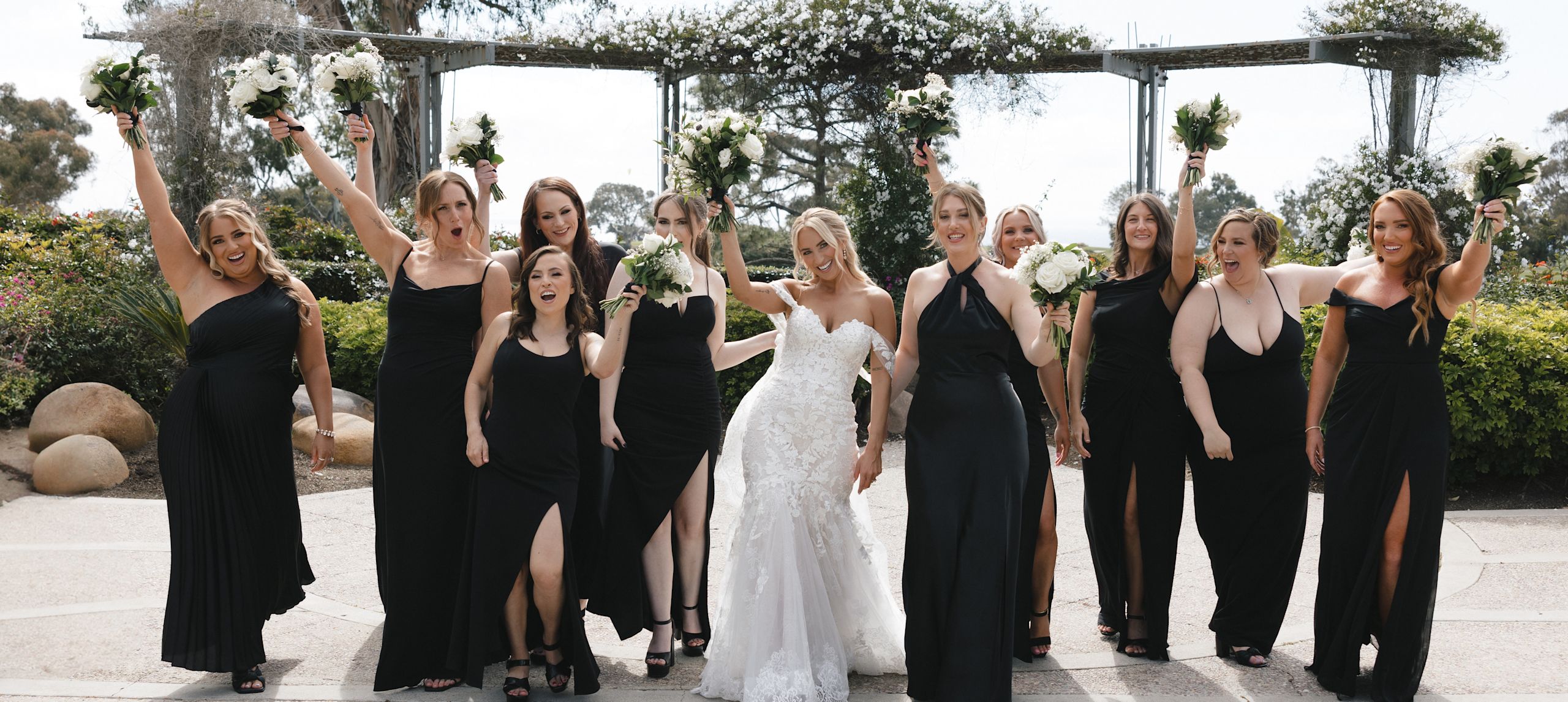 bride standing with guests