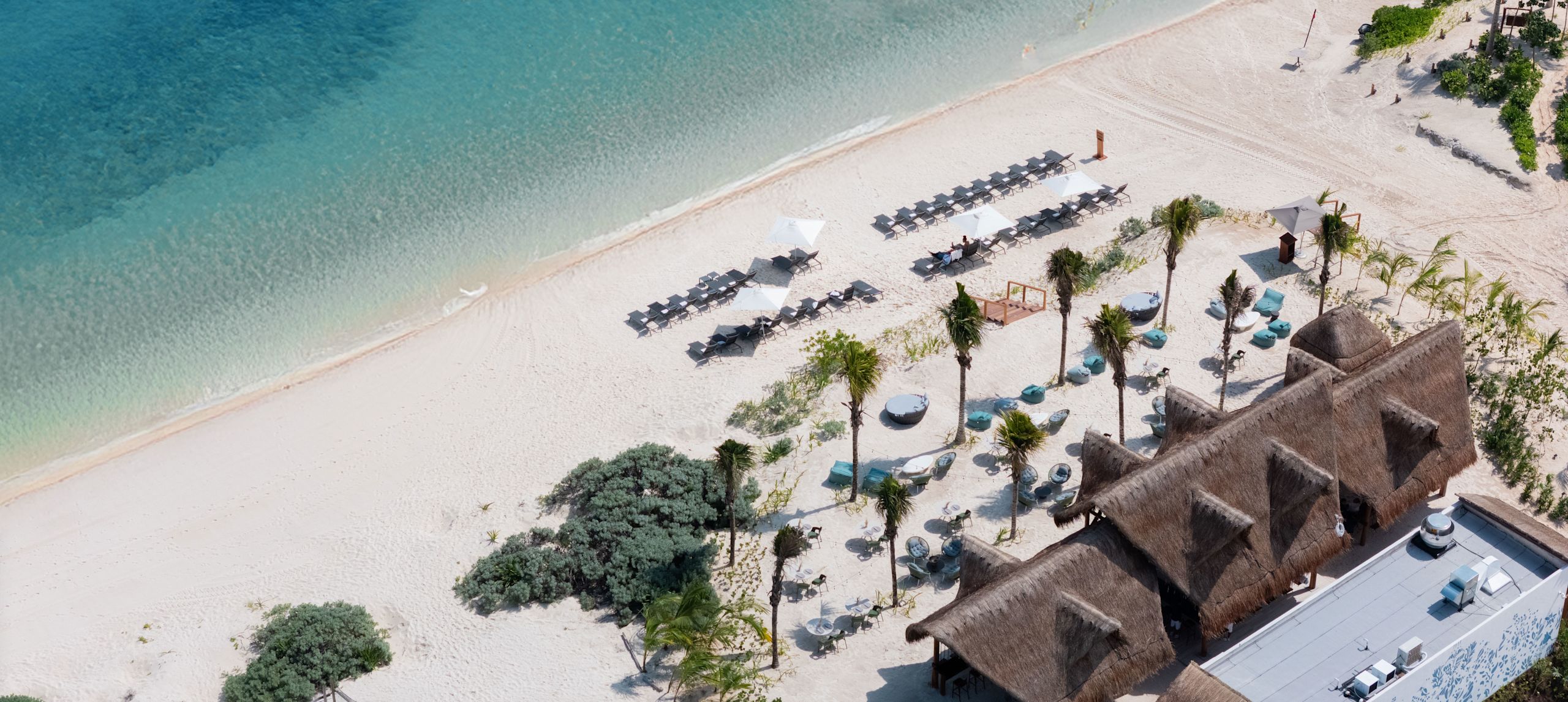 AMAI Beach Club Hilton Cancun Drone Aerial Shot