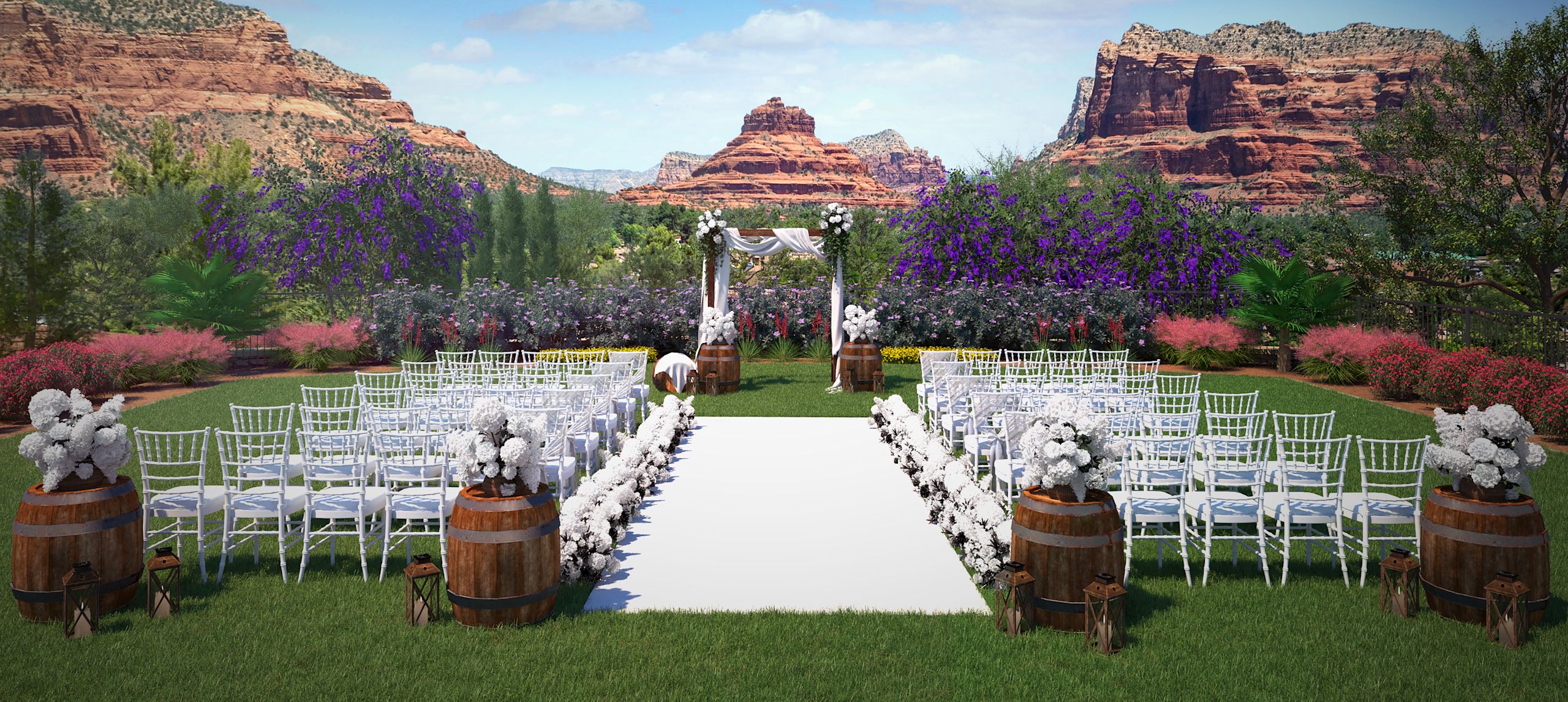 Lawn Area Prepared to Celebrate a Wedding at Hilton Sedona Resort at Bell Rock
