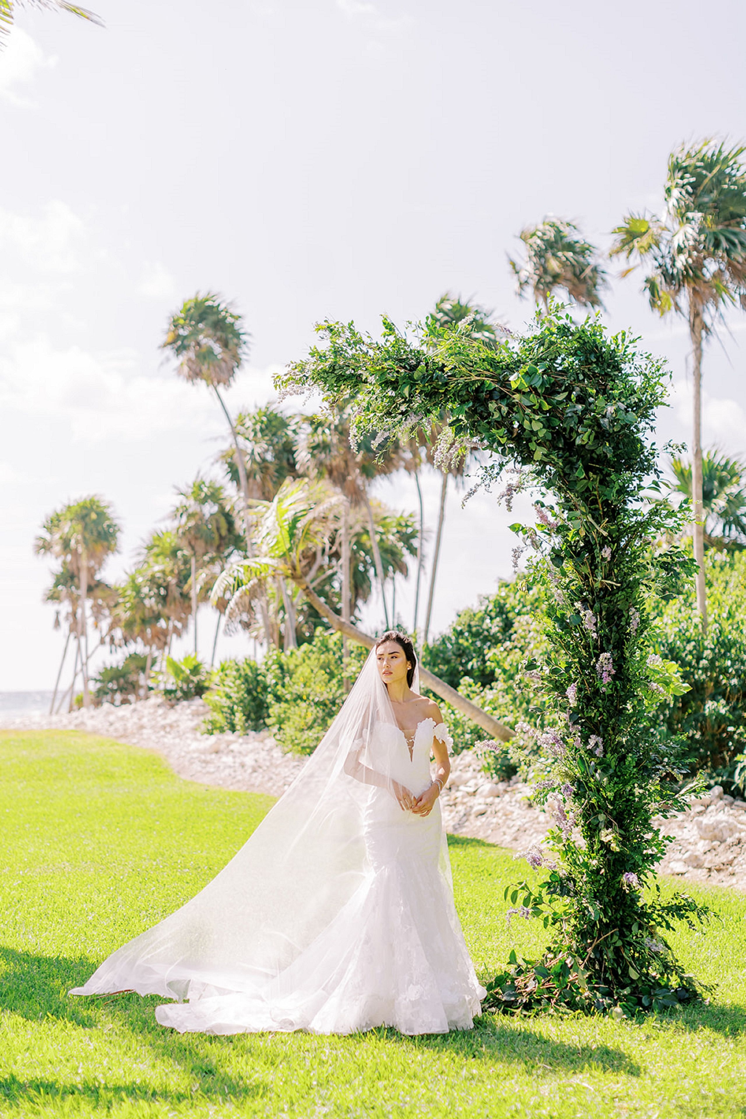 Bride Walking on a Garden
