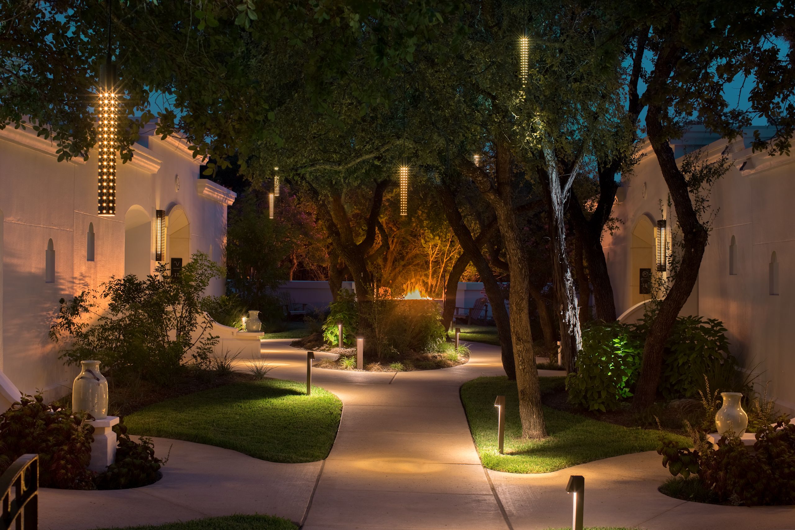 Hotel grounds at night