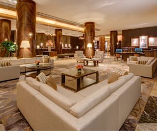 Lobby Seating Area with Sofas and Coffee Table