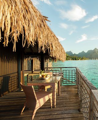 Overwater Bungalow Patio with View of Lagoon