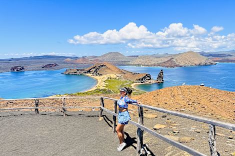 Woman Standing in an Area with View of a Beach
