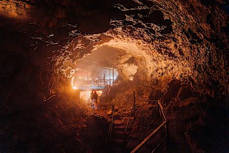 People Walking Around Lava Tunnel Restaurant-transition
