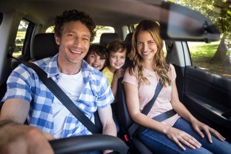 Family inside car