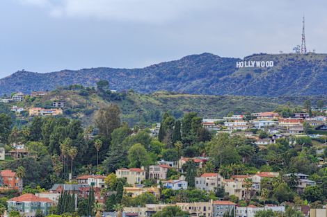 Shot of Hollywood hills with famous Hollywood sign