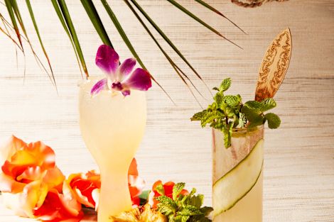 Cocktails on a Table at Trader Vics Restaurant