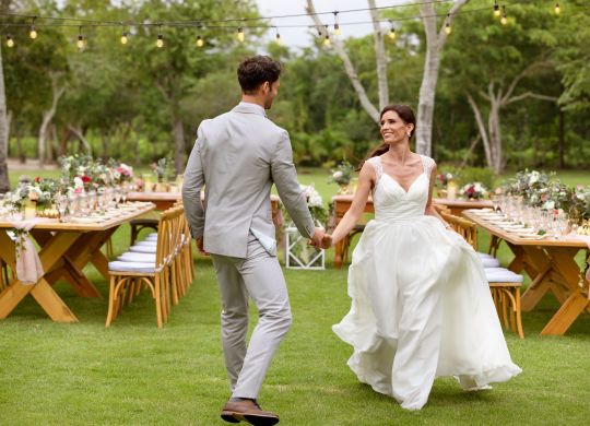 Garden Wedding Reception with Couple