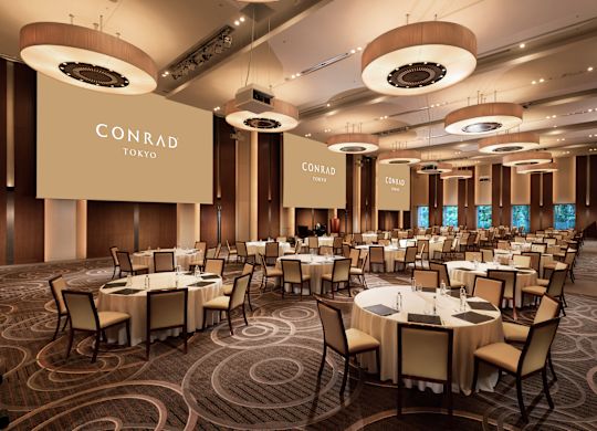 Meeting room with tables and chairs