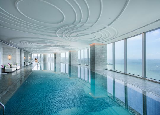 Indoor Swimming Pool, Large Windows with View to Ocean