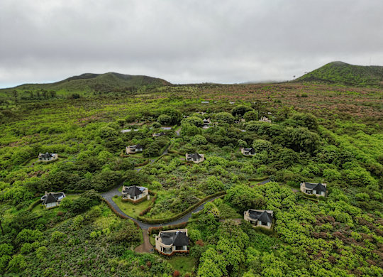 Vista aérea de las villas al aire libre