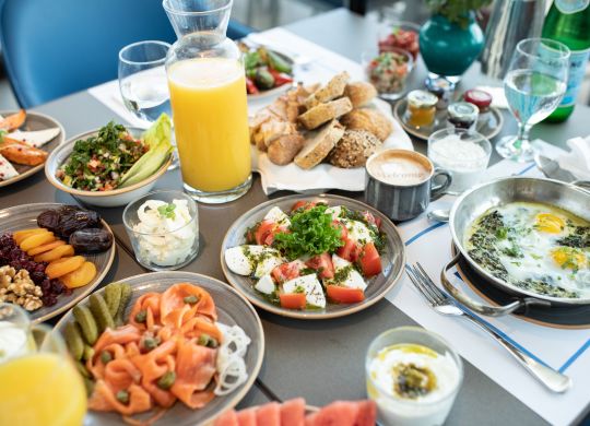 Table of Mediterranean Food Setup