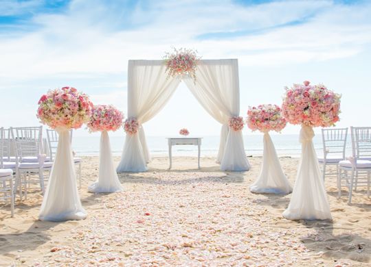 wedding setup on beach