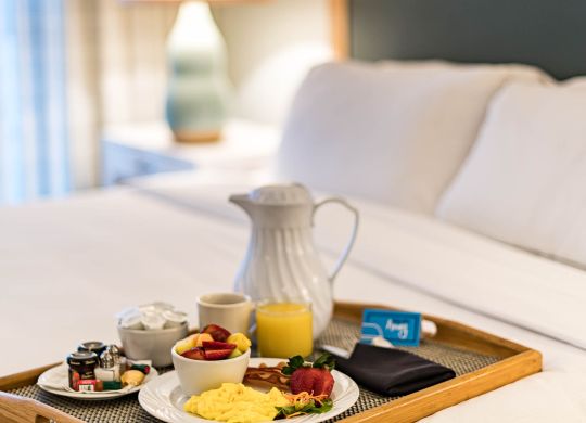 Pokojová služba, s podnosem na lůžku