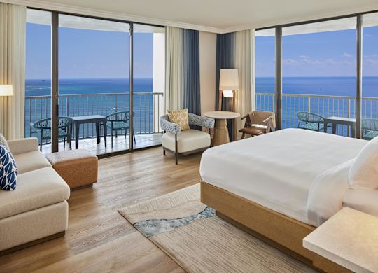 Large Bed in an Oceanfront Suite with Balcony
