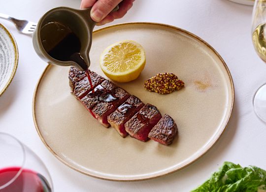 food on plate in the Glass Brasserie