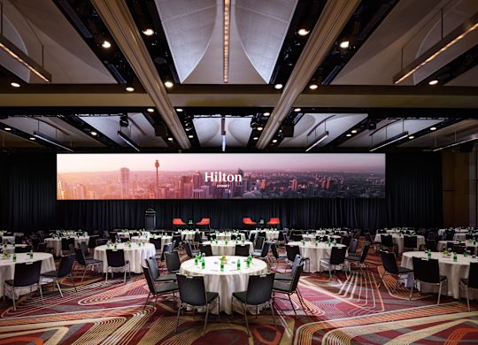tables and large screen in Grand Ballroom